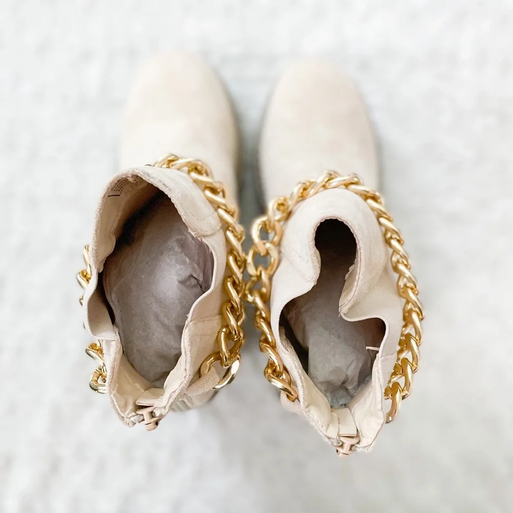 NIB- OLIVIA MILLER Chain Heel Lug Boot - Picture 6 of 16